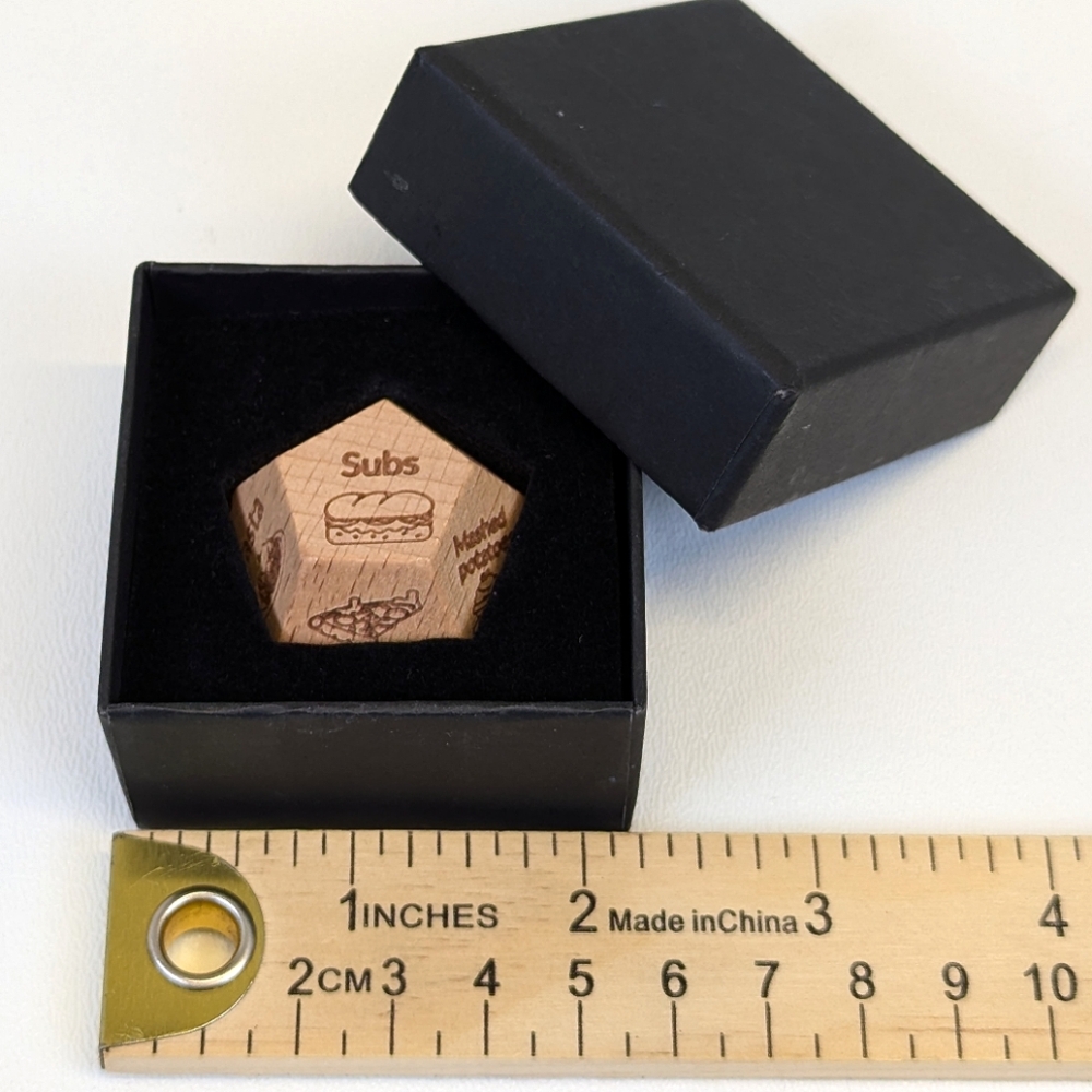Choose Your Food 12 Sided Date Night Wood Dice in Gift Box - Picture 4 of 6